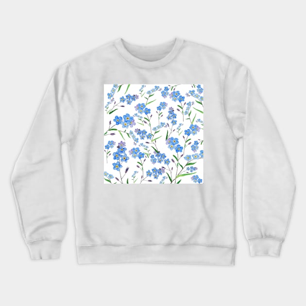 blue forget me not pattern Crewneck Sweatshirt by colorandcolor